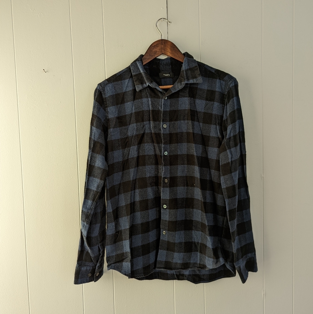 Theory Irving Blue/Black Check Flannel